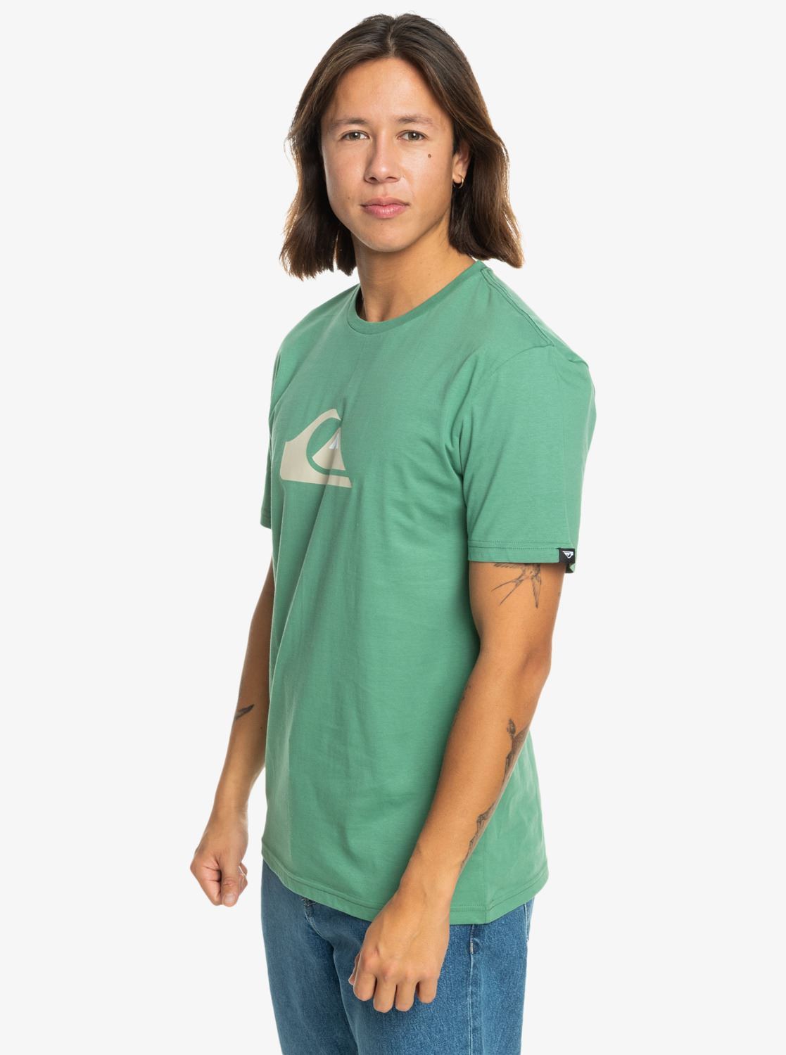 Quiksilver Mens SS Cotton T-Shirt ~ Comp logo green