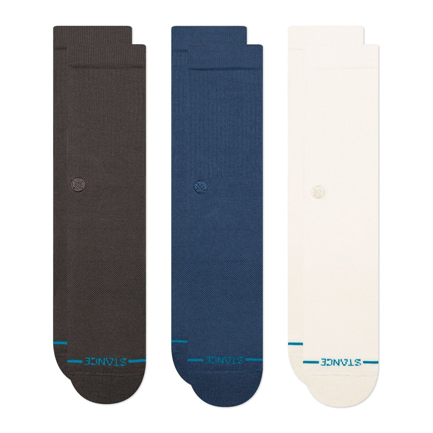 3 pack Icon  Mens Crew Charcoal Socks Stance