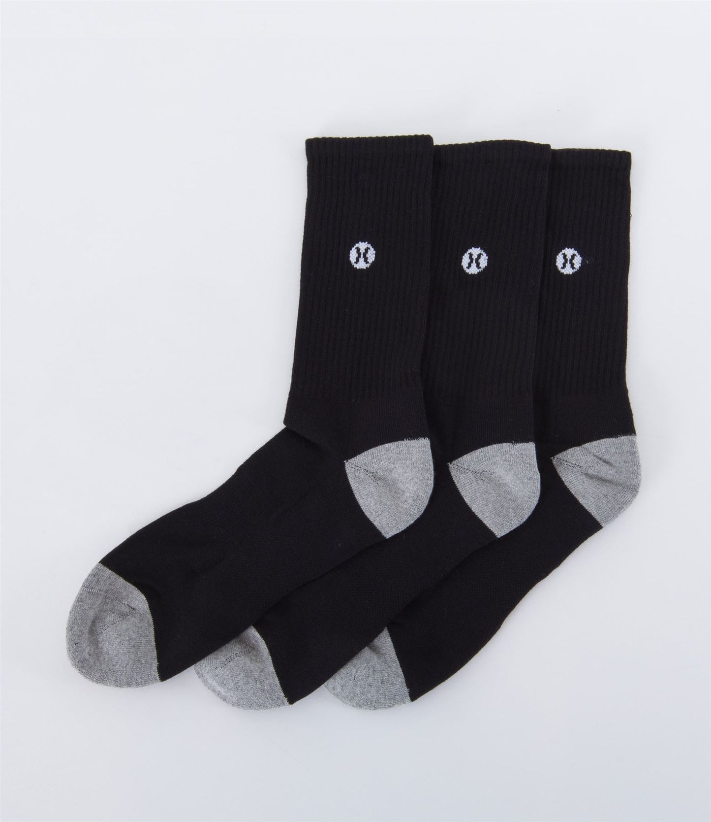 Hurley 3 Pack Icon Black Mens Crew Socks