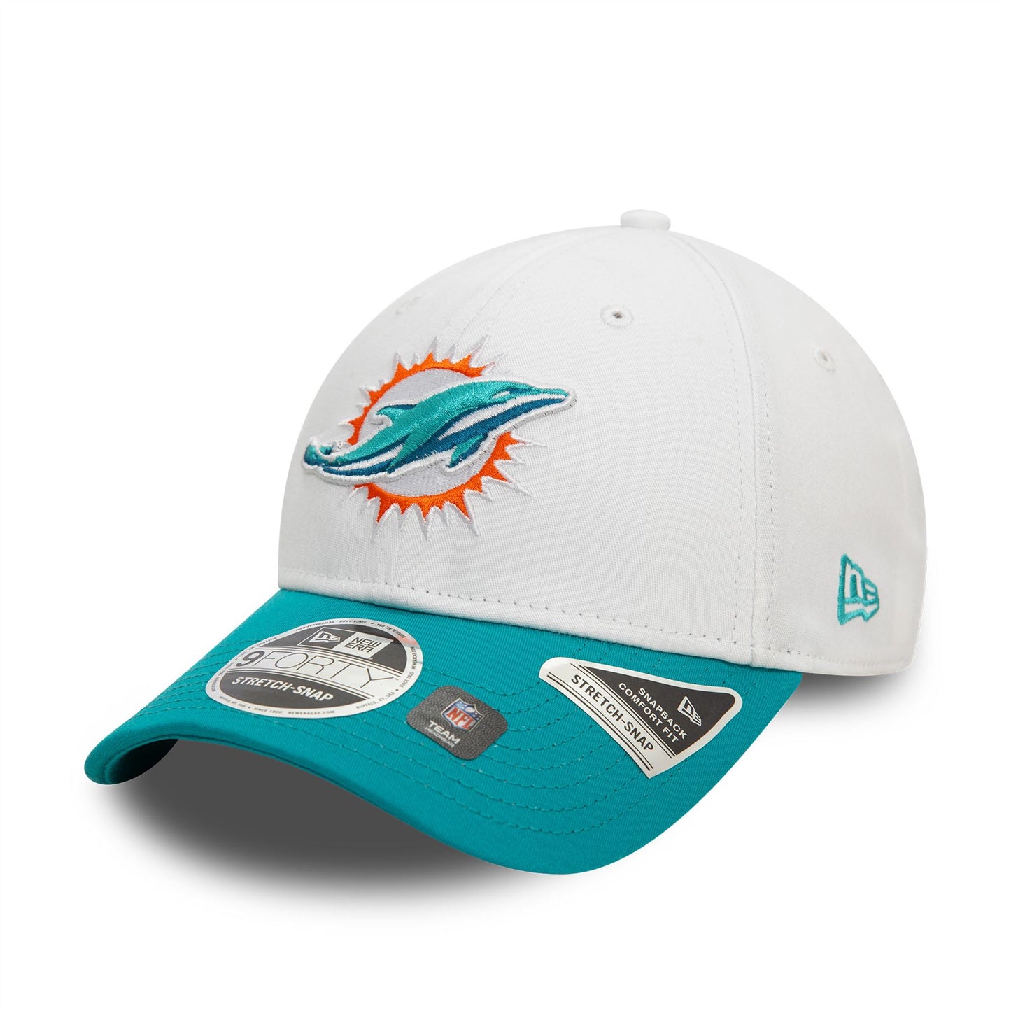 Miami Dolphins NFL White 9FORTY Stretch Snap Adjustable Cap