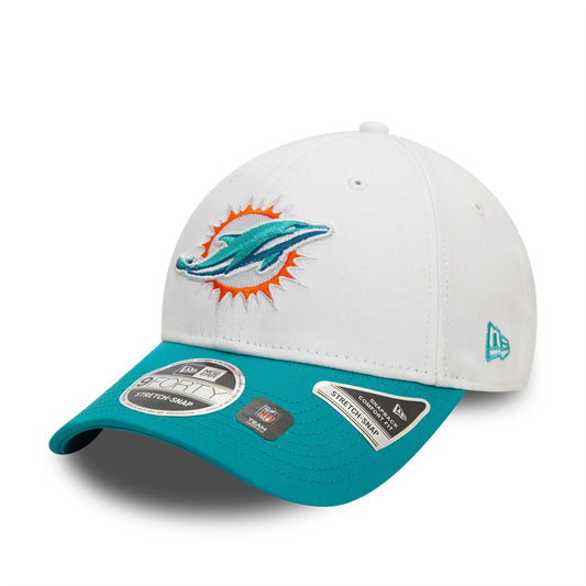 Miami Dolphins NFL White 9FORTY Stretch Snap Adjustable Cap