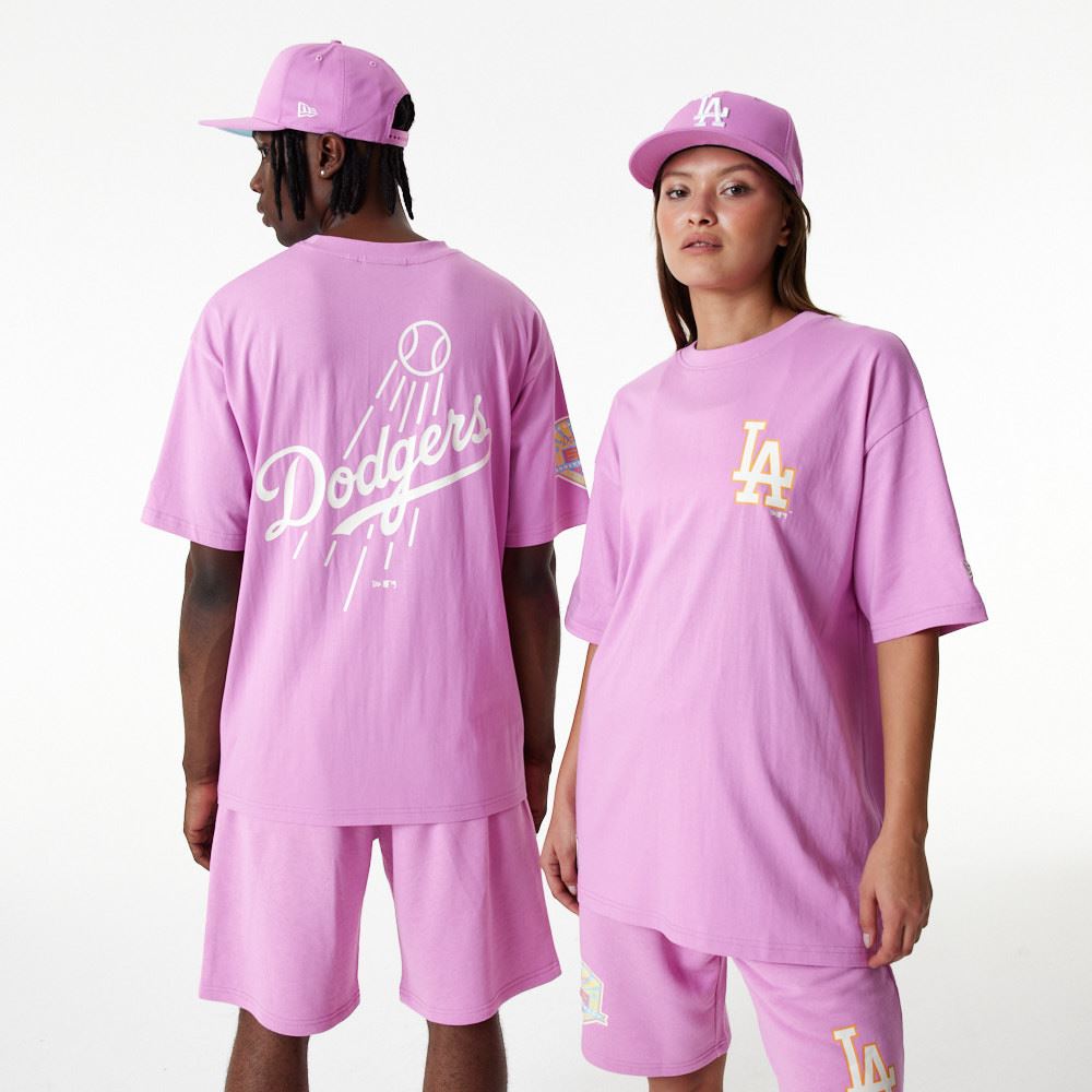 New Era Unisex MLB Pastel OS T-Shirt ~ LA Dodgers Pink