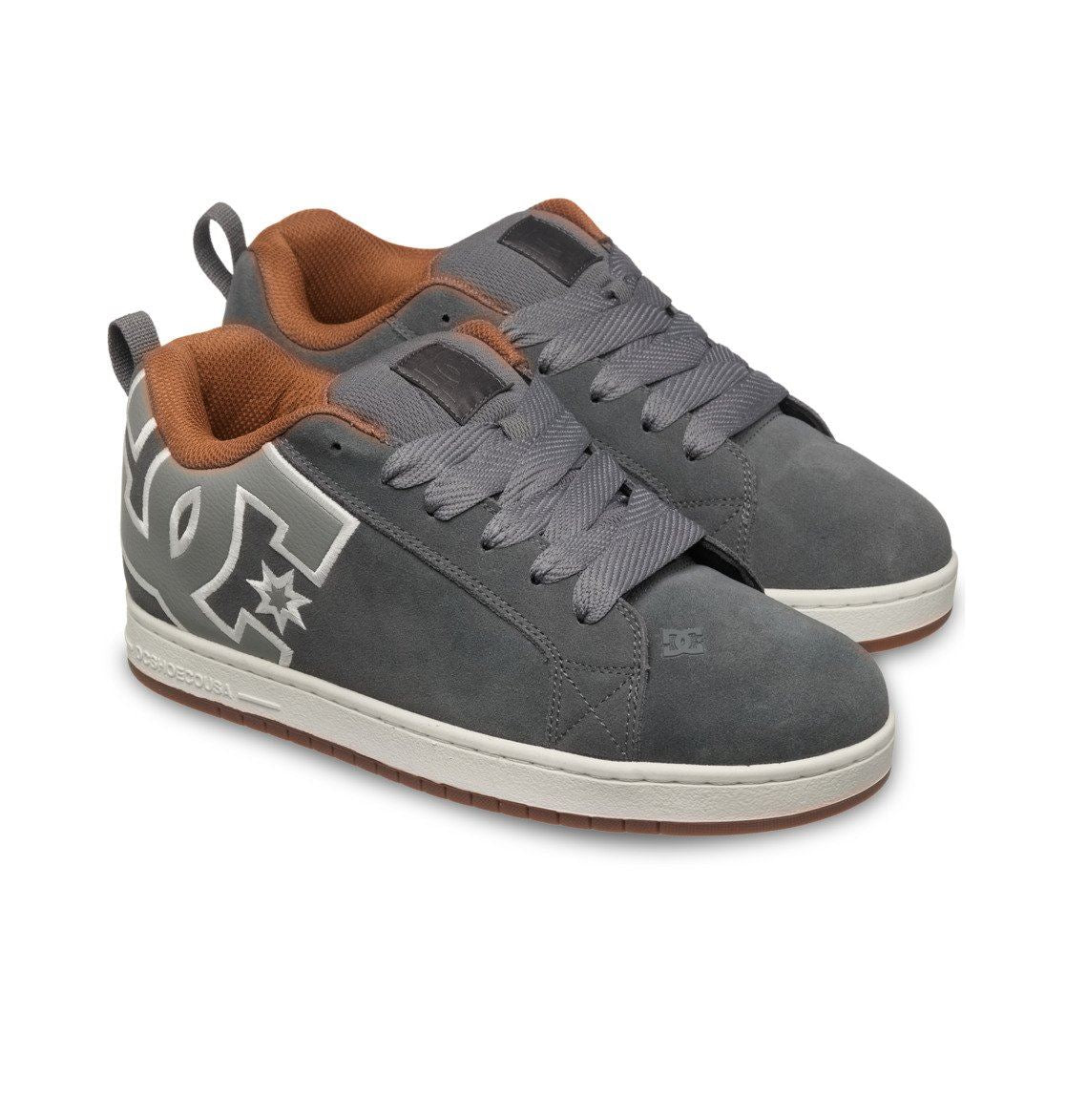 DC Shoes Trainers Leather Court Graffik Shoes Men Black Grey Gum