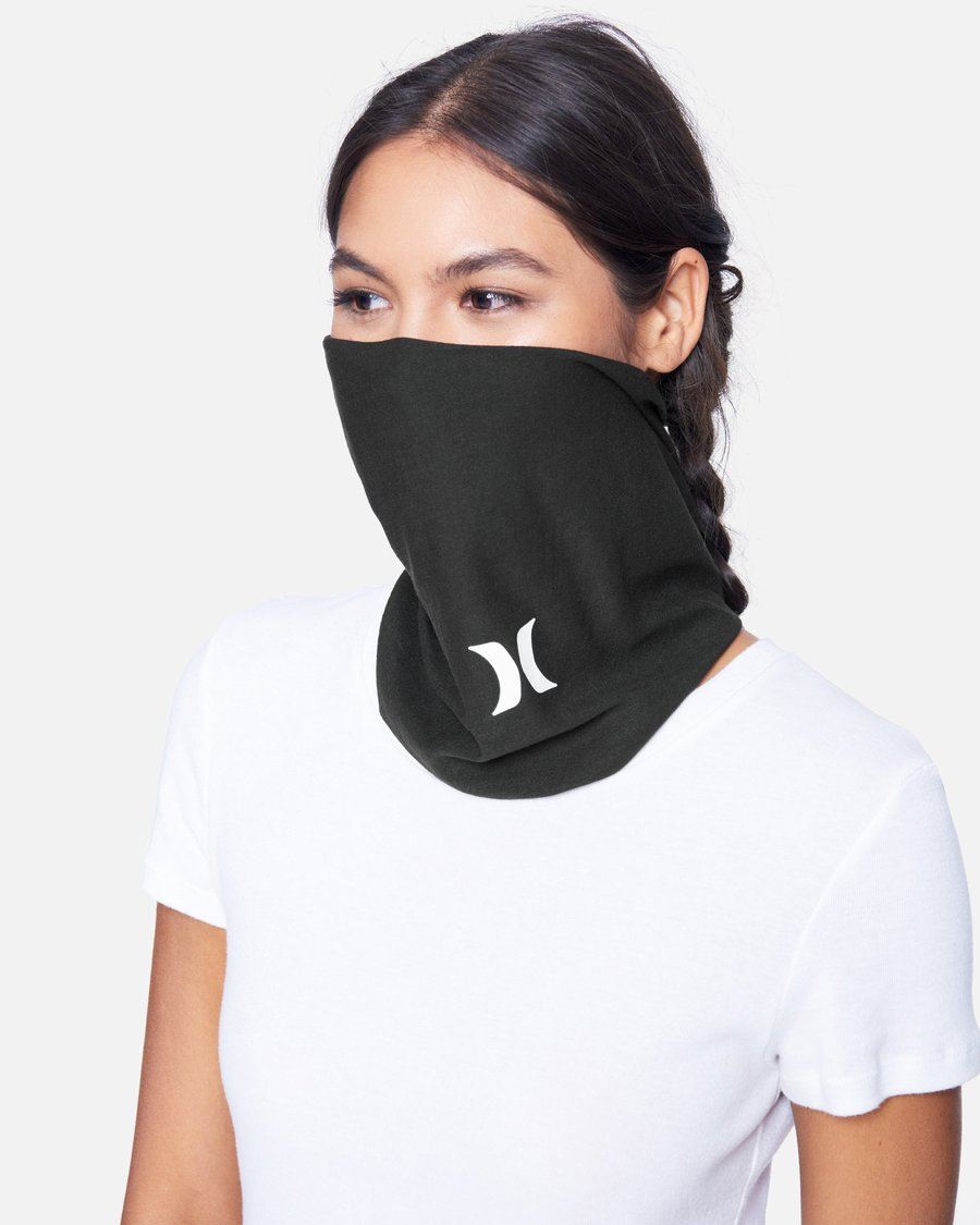 Hurley Multipurpose Lightweight Neck Gaiter Face Mask with Moisture Wicking Technology ~ black