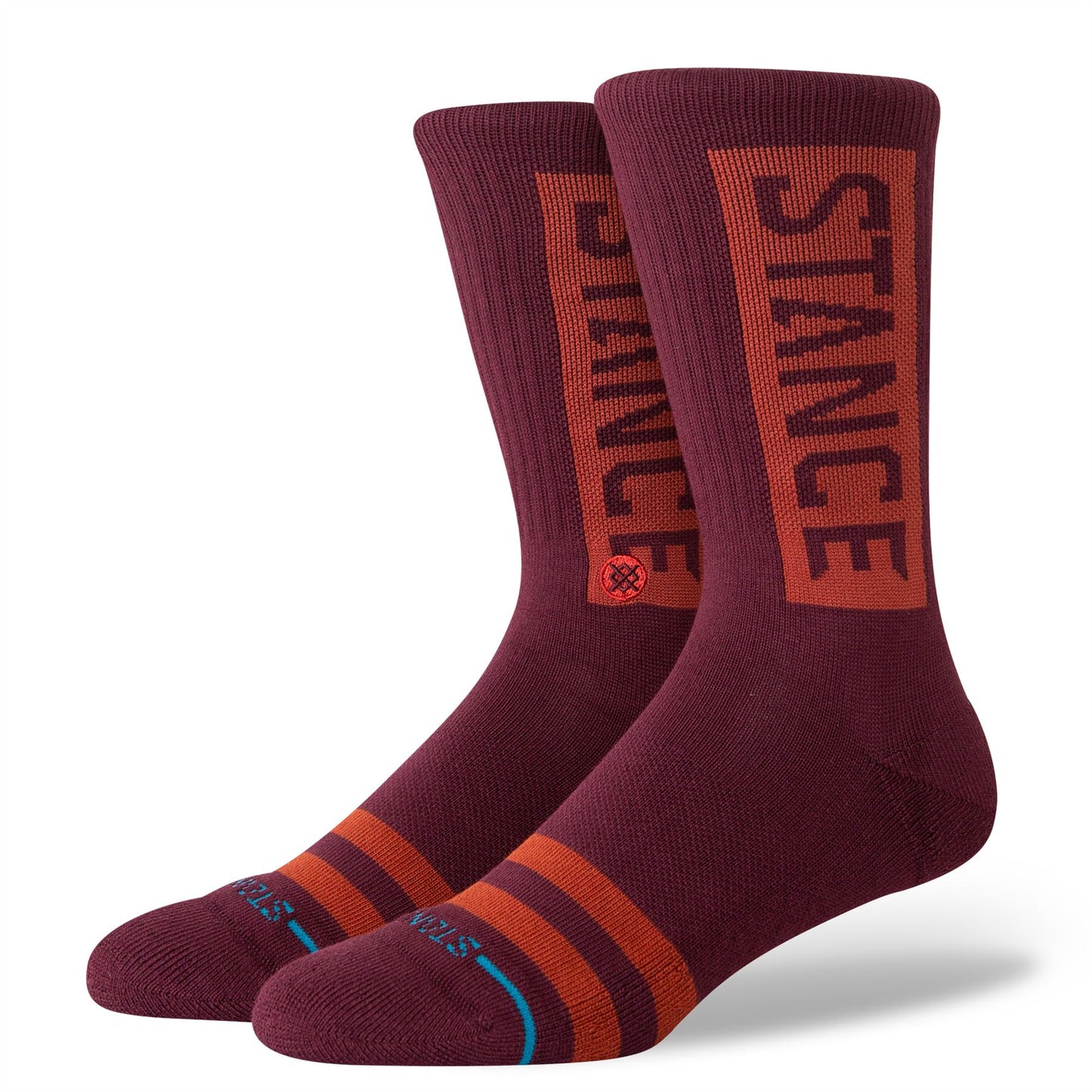 Stance Mens Crew Socks ~ OG wine red
