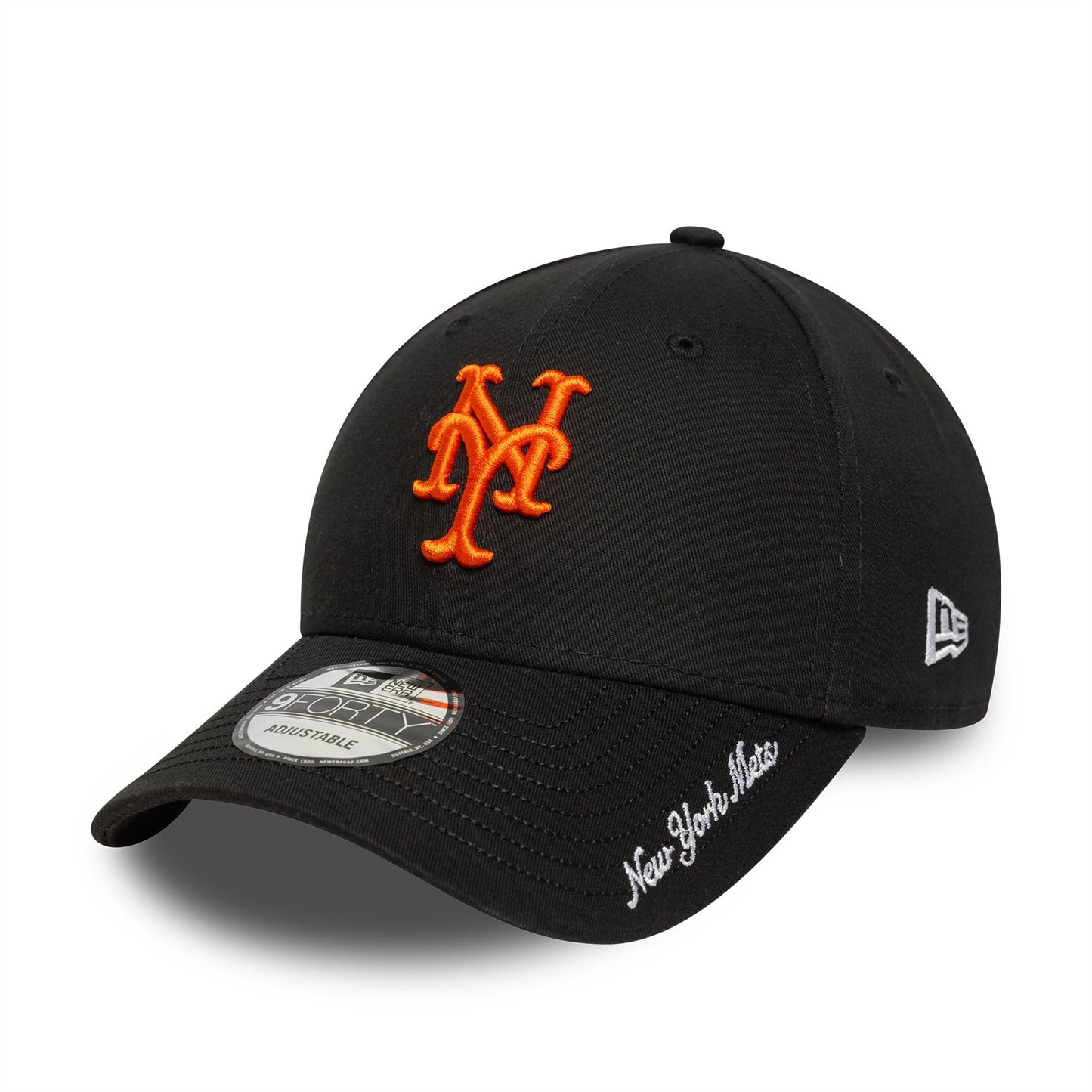 New York Mets MLB Visor Script Black 9FORTY Adjustable New Era Cap
