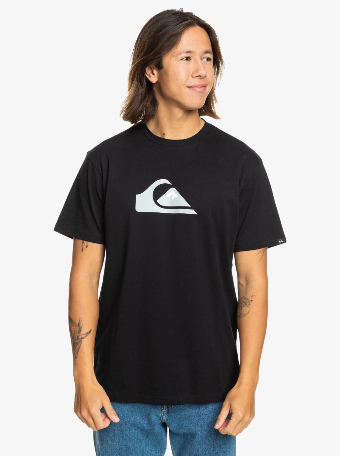 Quiksilver Mens SS Cotton T-Shirt ~ Comp logo black