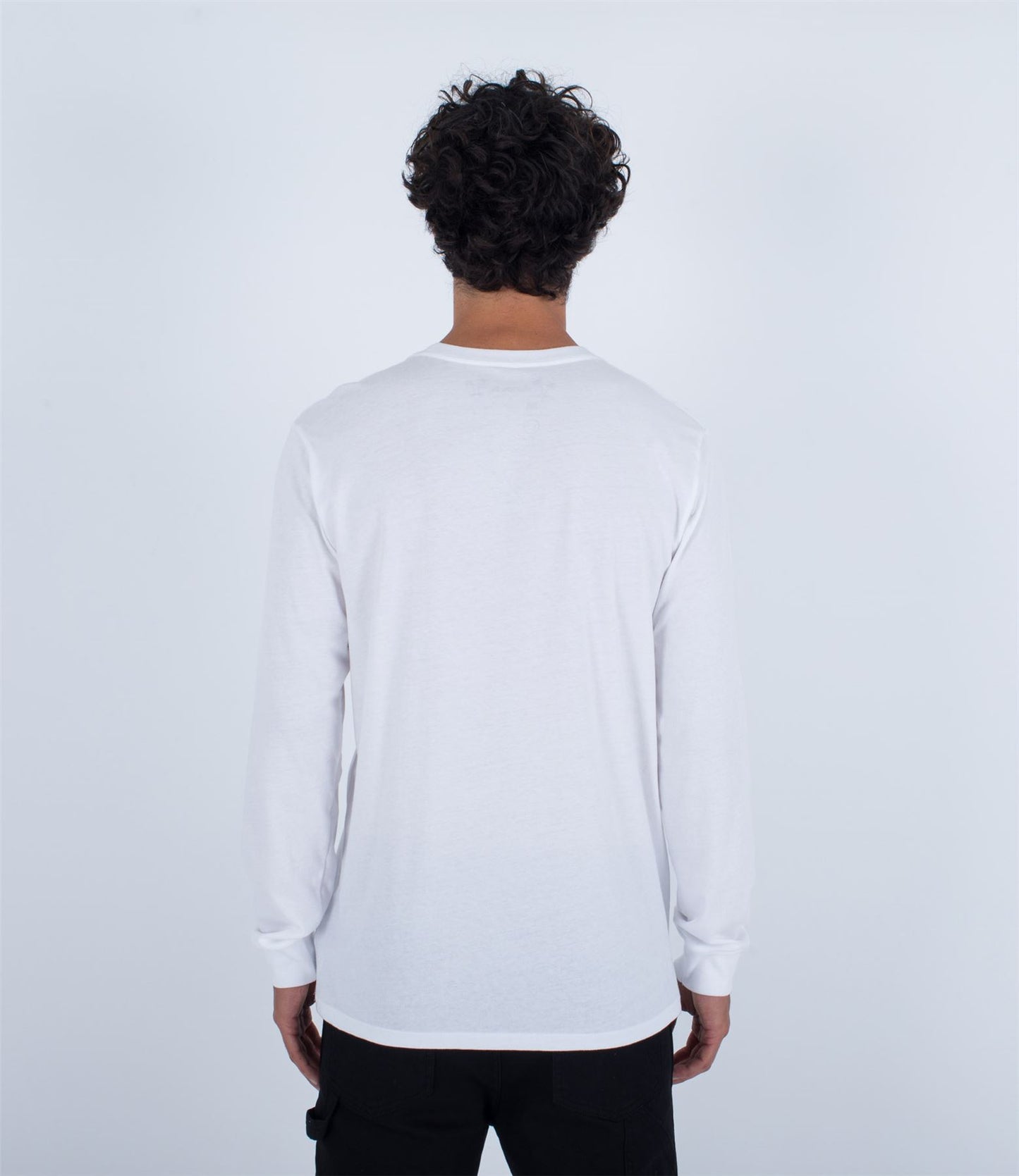 Hurley Mens Cotton LS T-Shirt ~ Everyday One & Only solid white