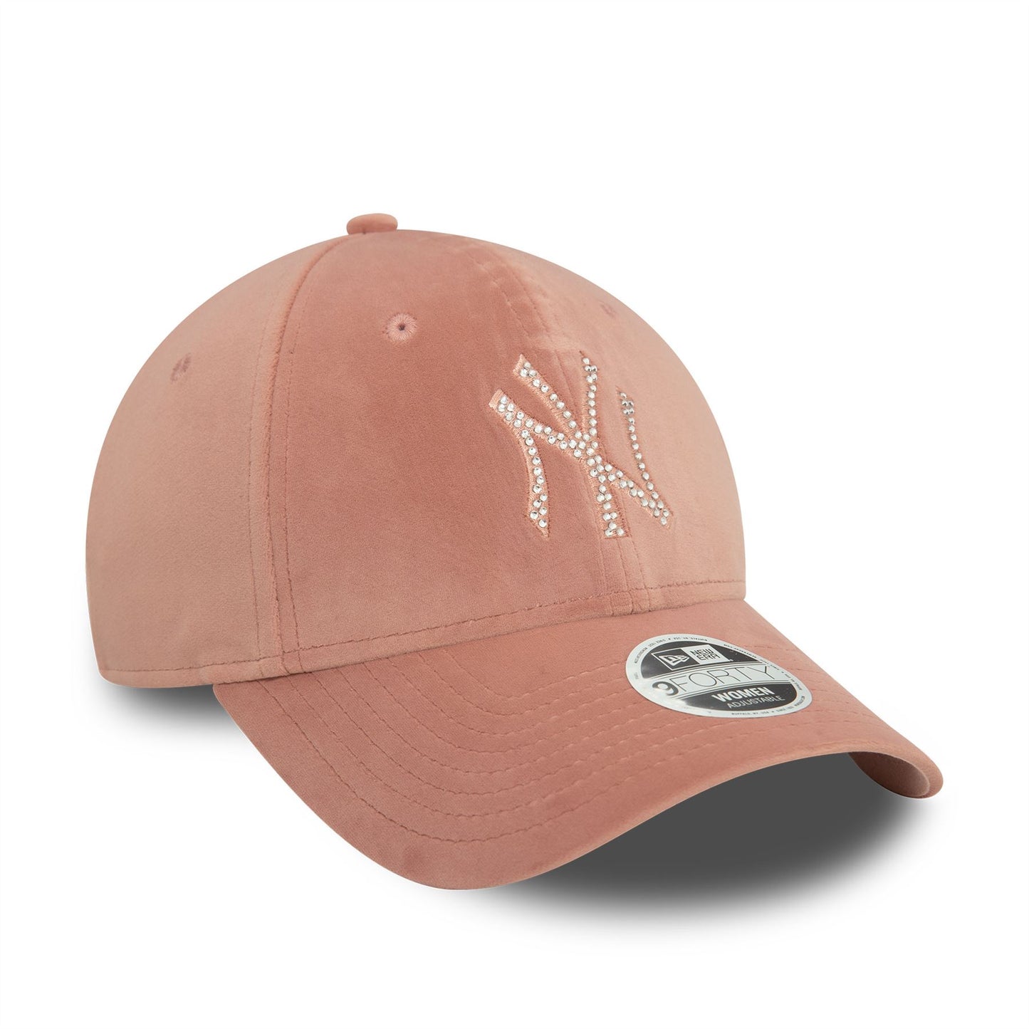 New York Yankees Womens Velour Diamante Pastel Pink 9FORTY Adjustable Cap