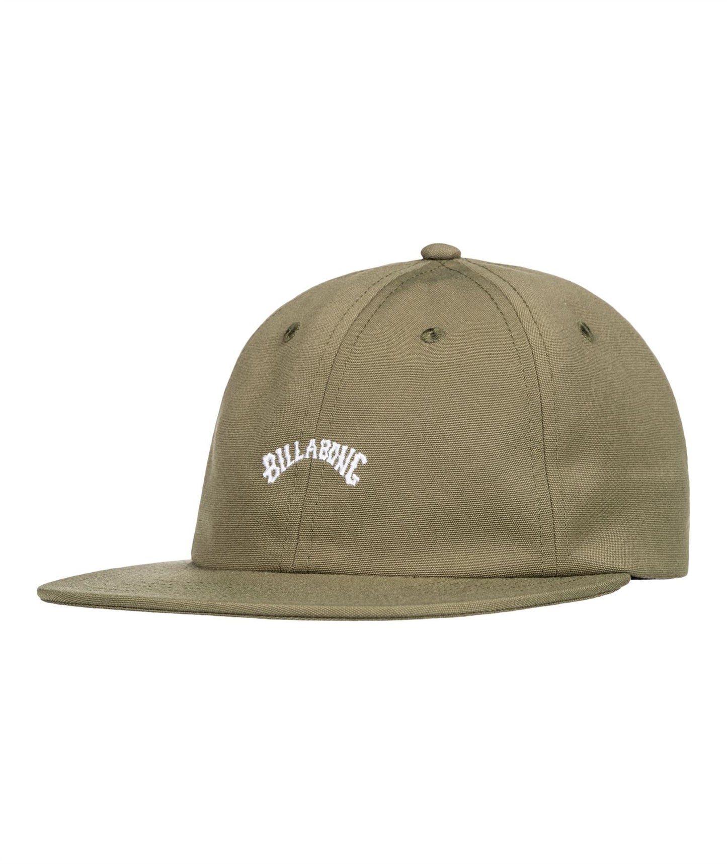 Billabong 6 Panel Mens Snapback Flat Peak Cotton Cap ~ Arch Unstructured Sage