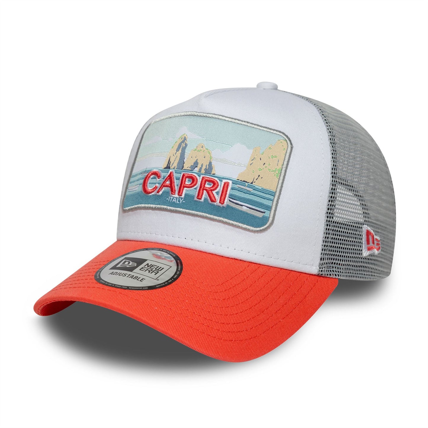 New Era Summer Capri Orange 9FORTY A-Frame Trucker Snapback Cap
