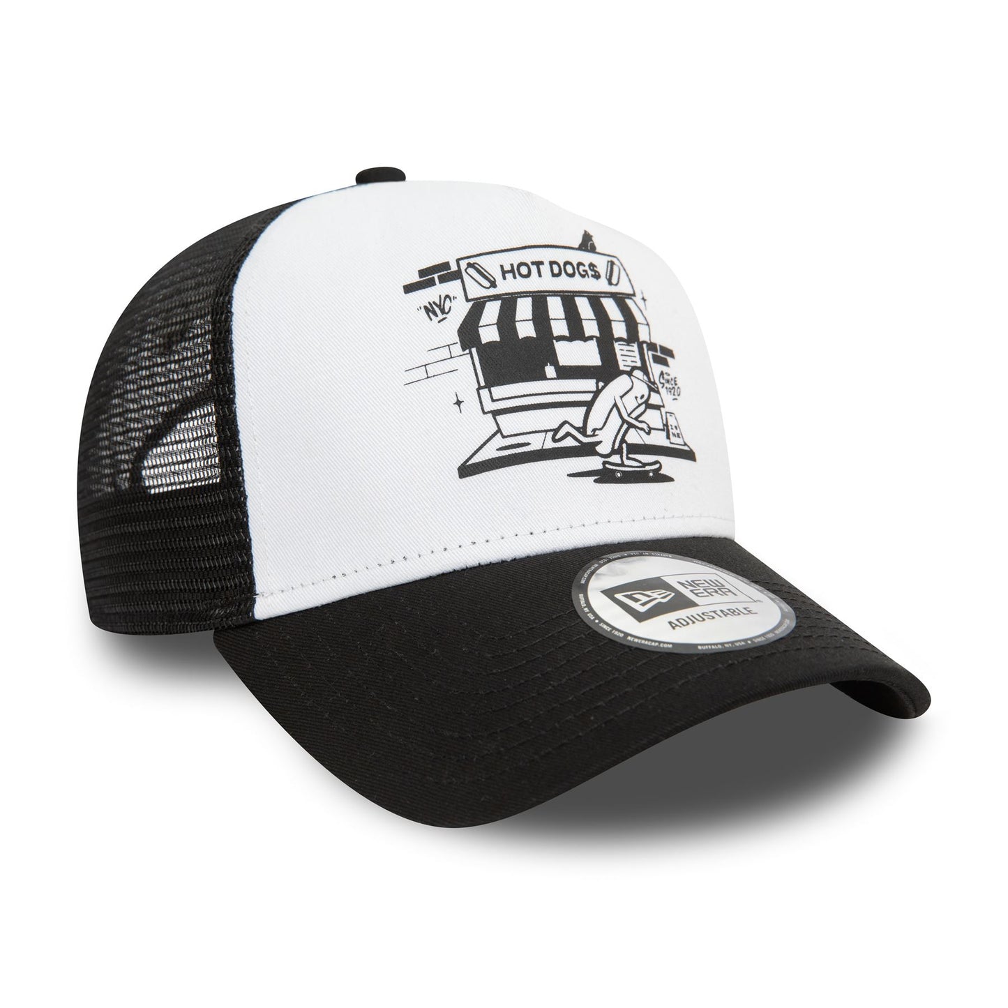 New Era Mens Graphic Trucker Cap ~ Hot Dogs black