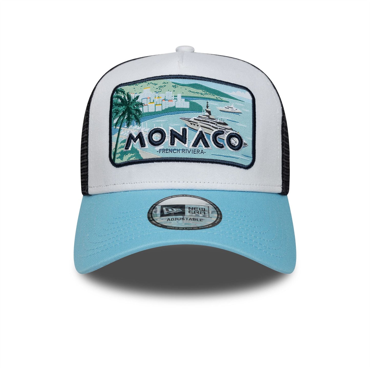 New Era Summer Monaco Pastel Blue 9FORTY A-Frame Trucker Snapback Cap