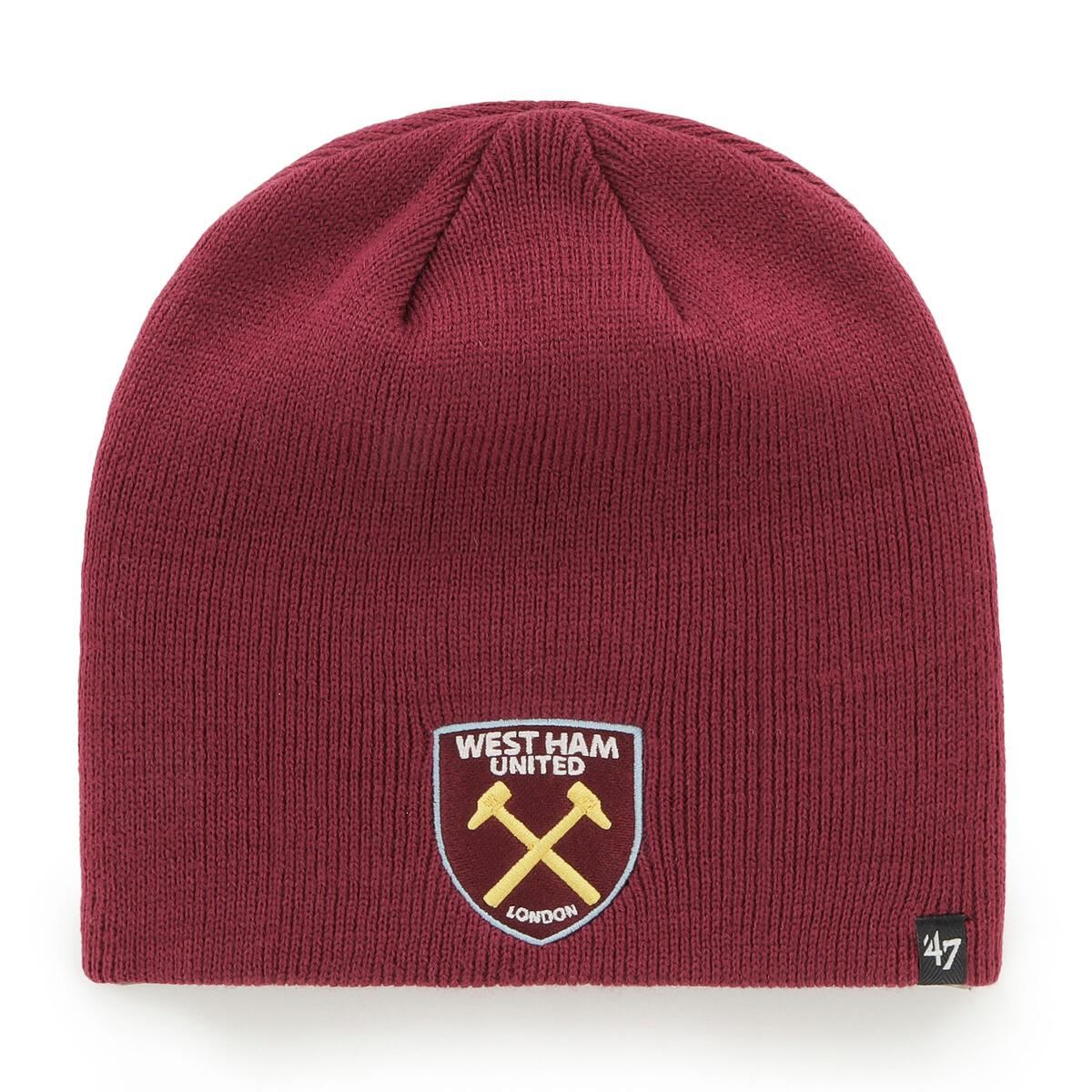 47 Brand Mens Knitted Skull Beanie ~ West Ham United FC Cardinal Red