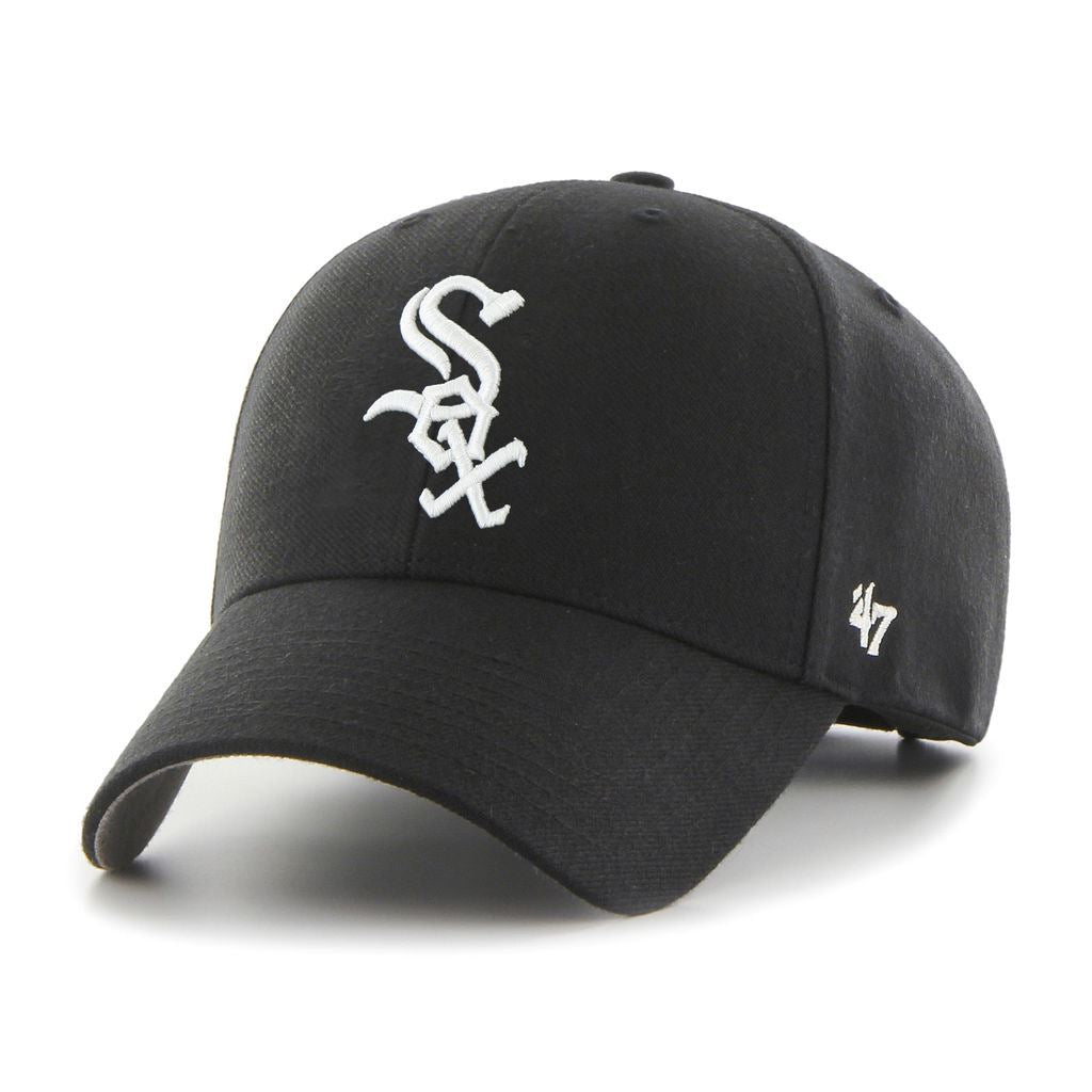 47 Brand Mens 6 panel Adjustable MVP Cap ~ Chicago White Sox black