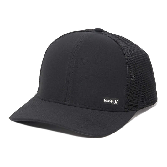 Hurley League Trucker Snapback Curve Peak Black Cap