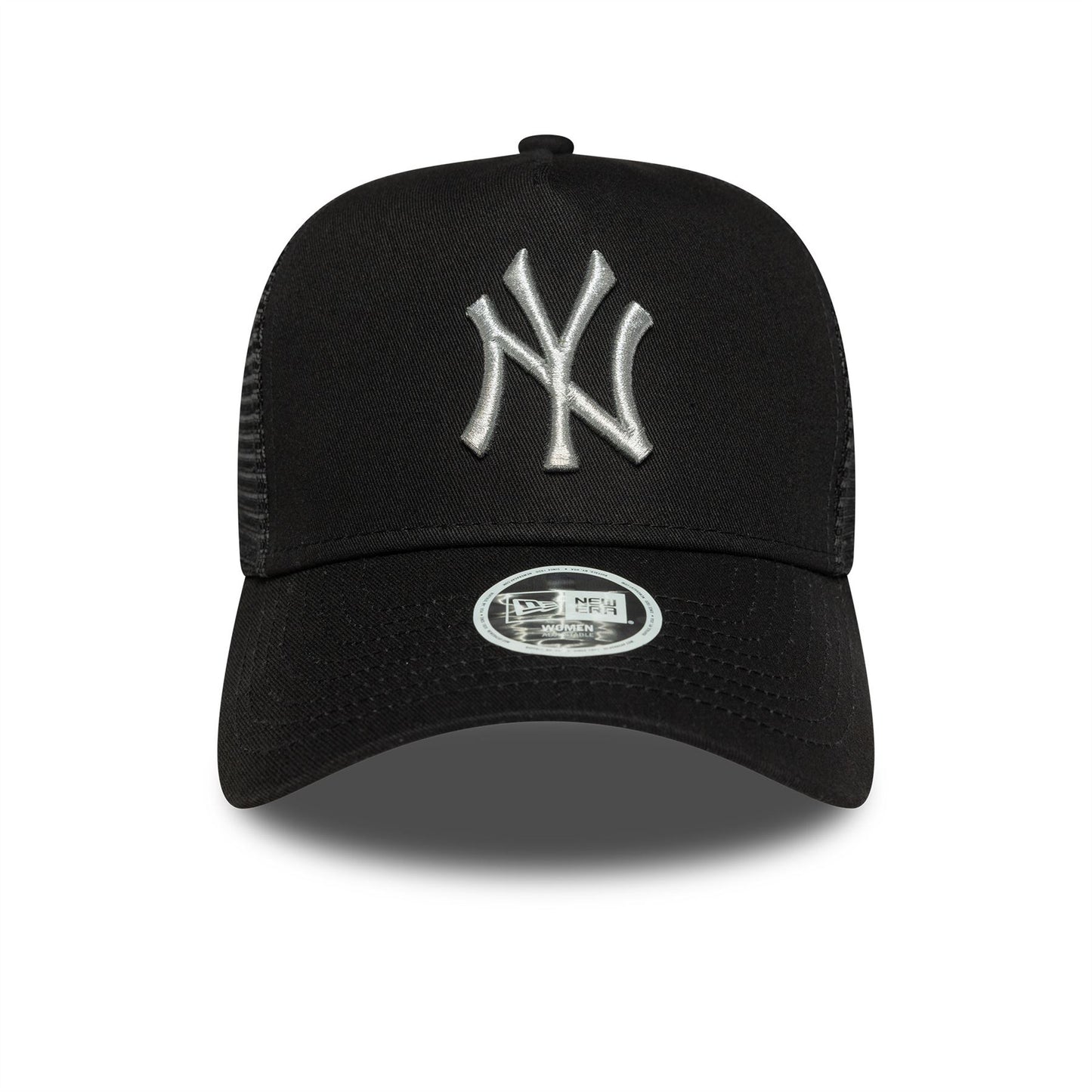 New York Yankees Womens MLB Metallic Black 9FORTY A-Frame Trucker Adjustable Cap