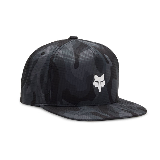 Fox Racing Mens Snapback Flat Peak Cap ~ Camo Tech black camo