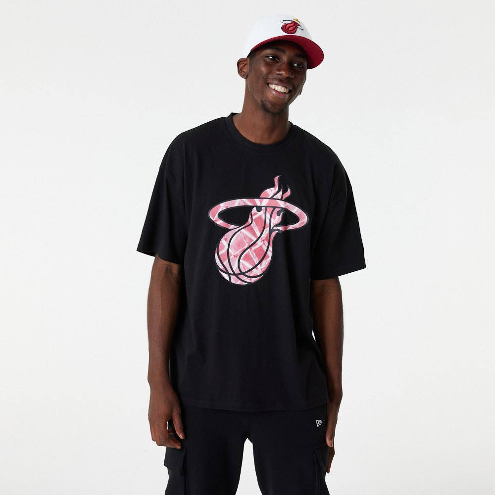 New Era Mens NBA Infill Logo OS T-Shirt ~ Miami Heat Black