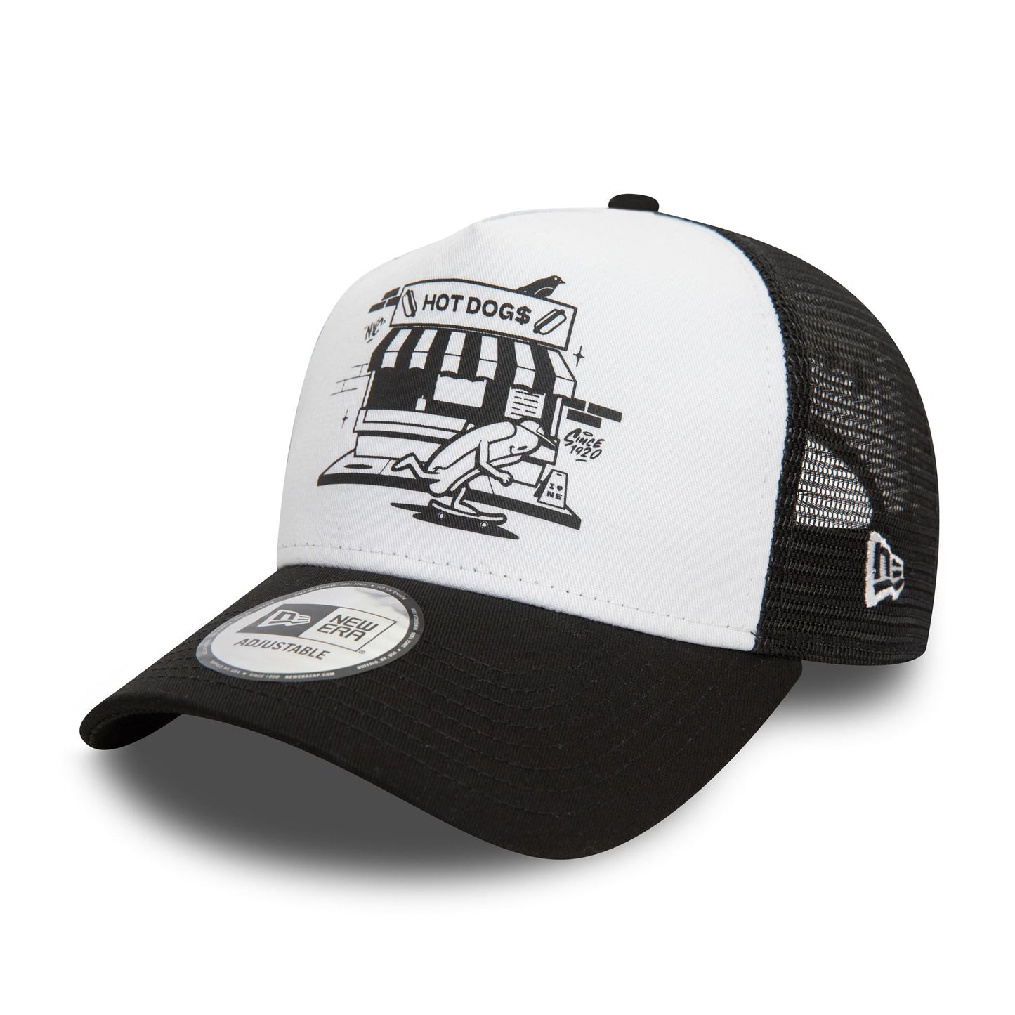 New Era Mens Graphic Trucker Cap ~ Hot Dogs black