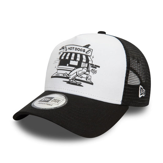 New Era Mens Graphic Trucker Cap ~ Hot Dogs black