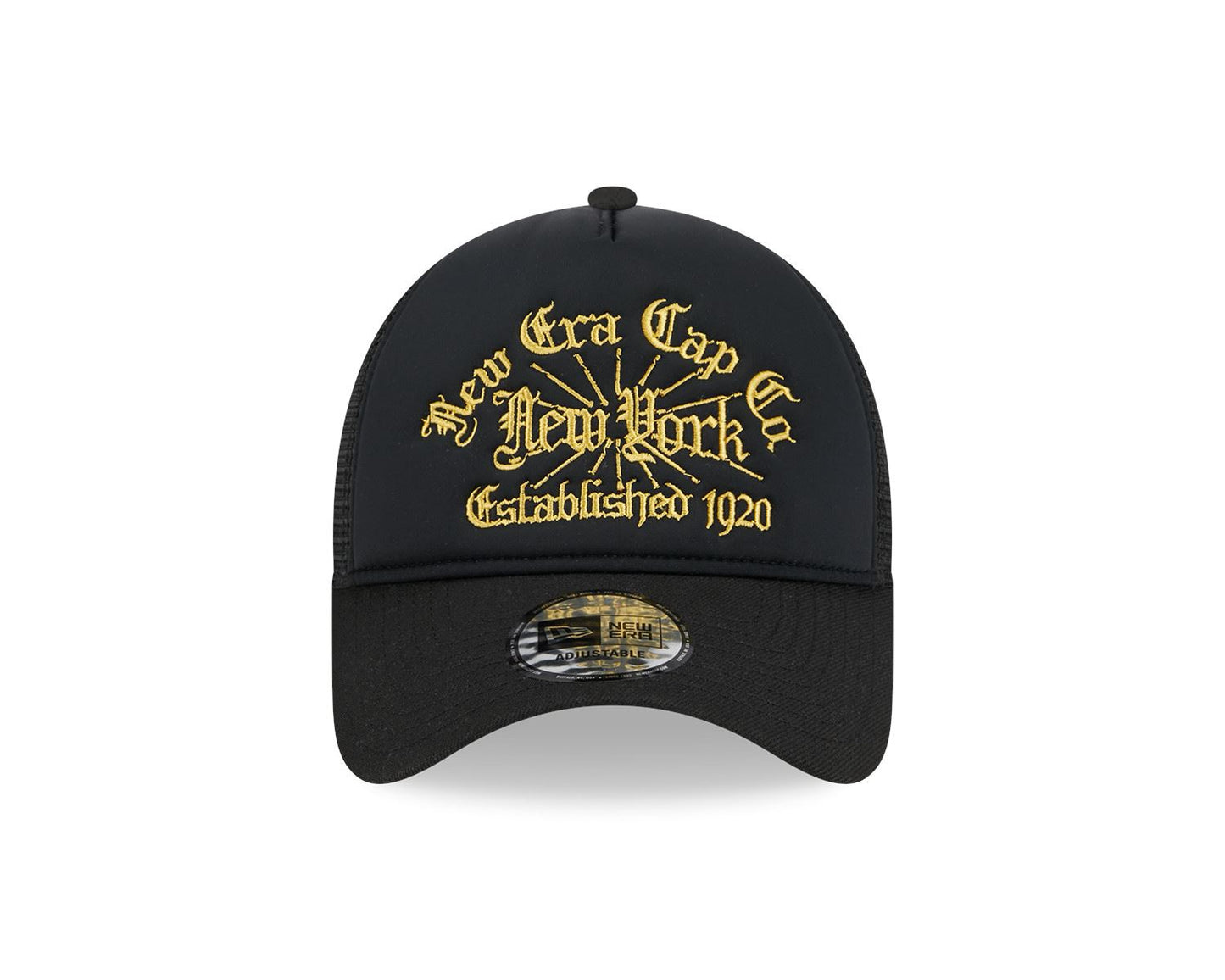 New Era Mens Eframe Adjustable Trucker Cap ~ New Era black
