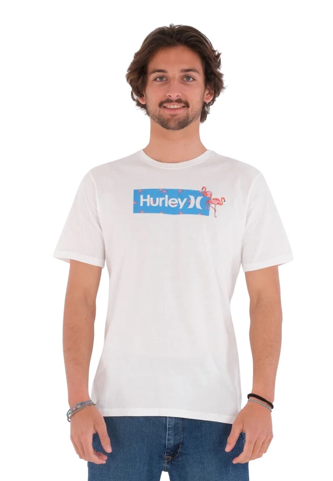 Hurley Men's Cotton T-Shirt ~ Ditsy Box white