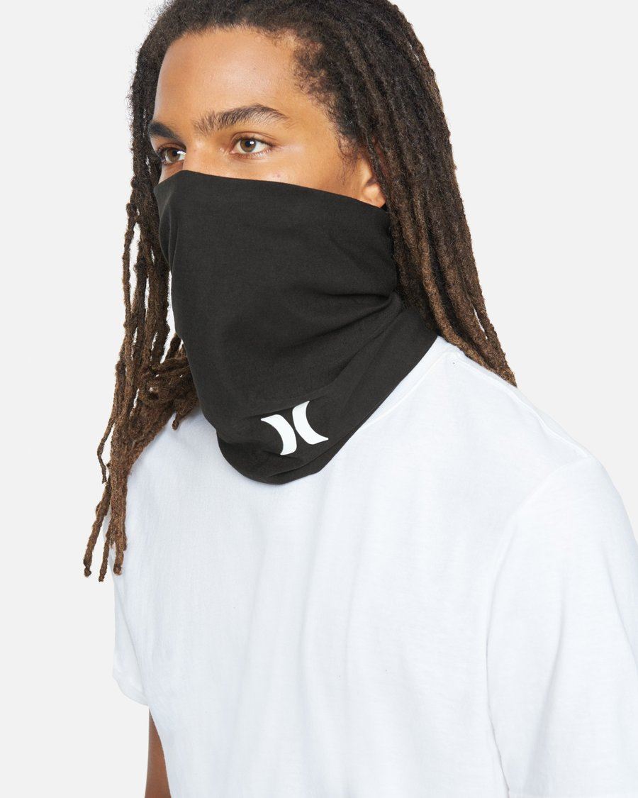 Hurley Multipurpose Lightweight Neck Gaiter Face Mask with Moisture Wicking Technology ~ black