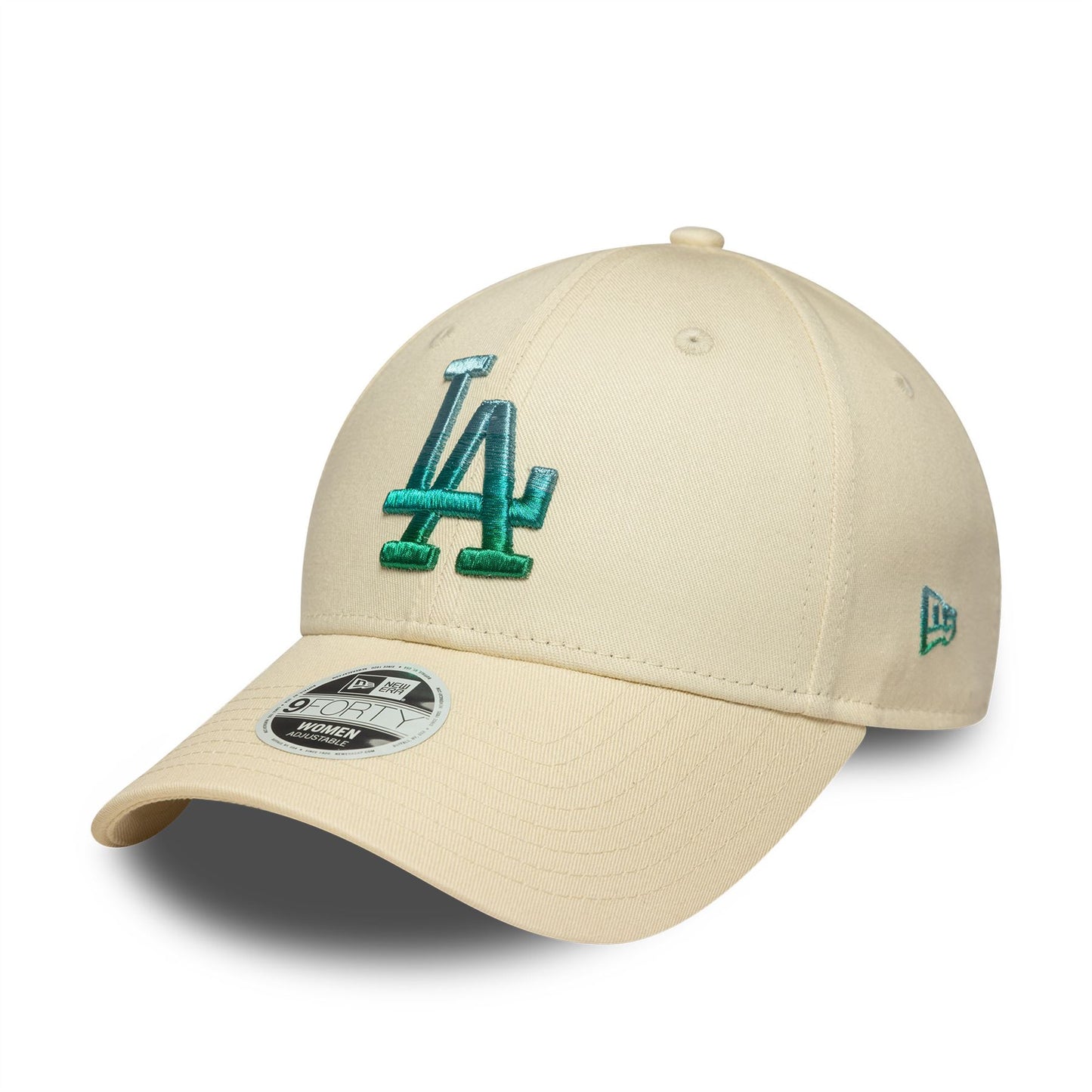 LA Dodgers Womens MLB Metallic Logo Cream 9FORTY Adjustable New Era Cap