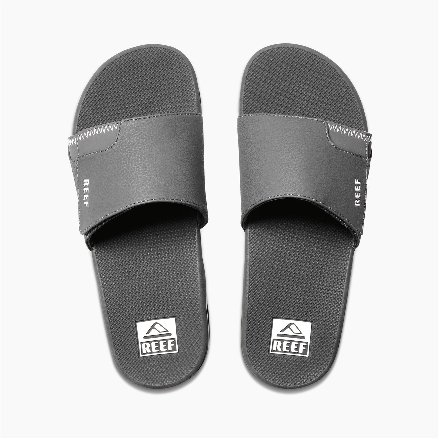Reef Fanning Slide Mens Water Friendly Grey Sandals With Bottle Opener.