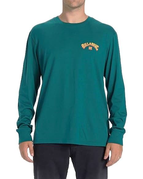 Billabong Mens LS Cotton Crew Neck T-Shirt ~ Arch Fill green