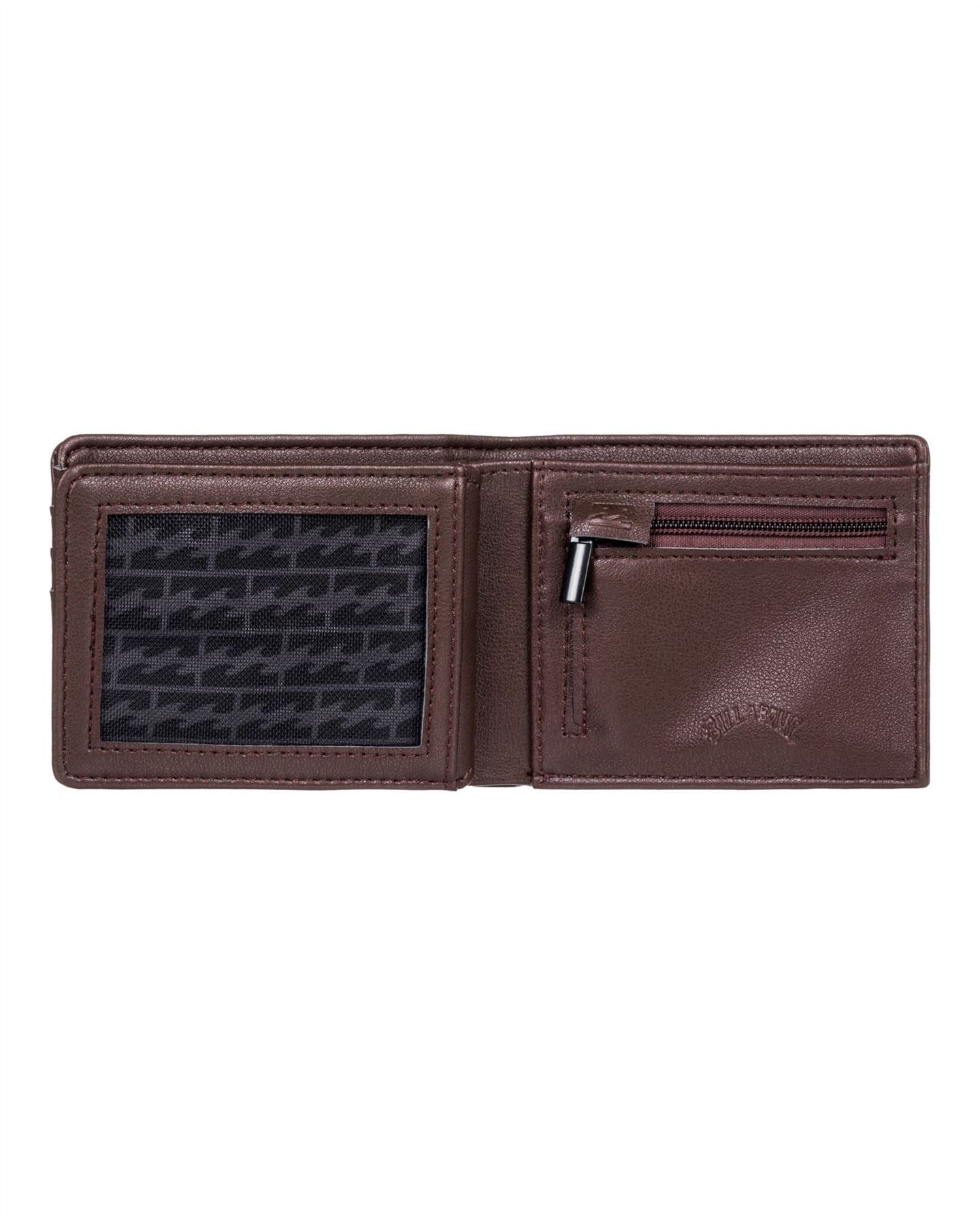 Billabong Bifold Leather Wallet with CC, Note, Coin Pockets ~ Vacant choc