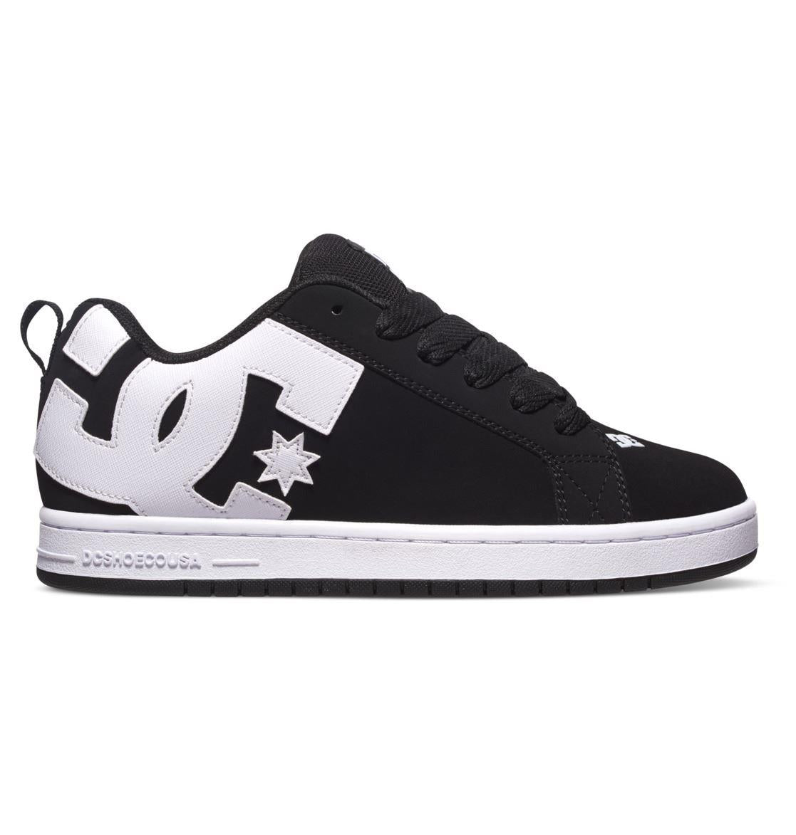 DC Shoes Men’s Leather Court Graffic Sneaker Colour Black/White