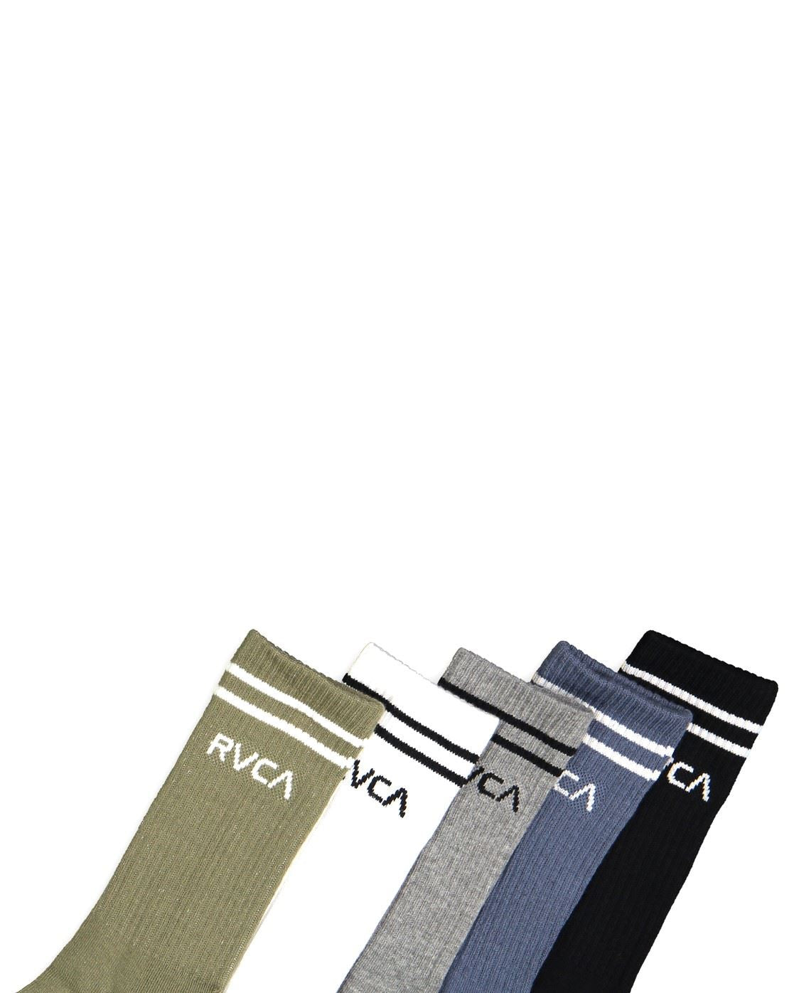 RVCA Mens 5 Pack Crew Union Multicoloured Socks