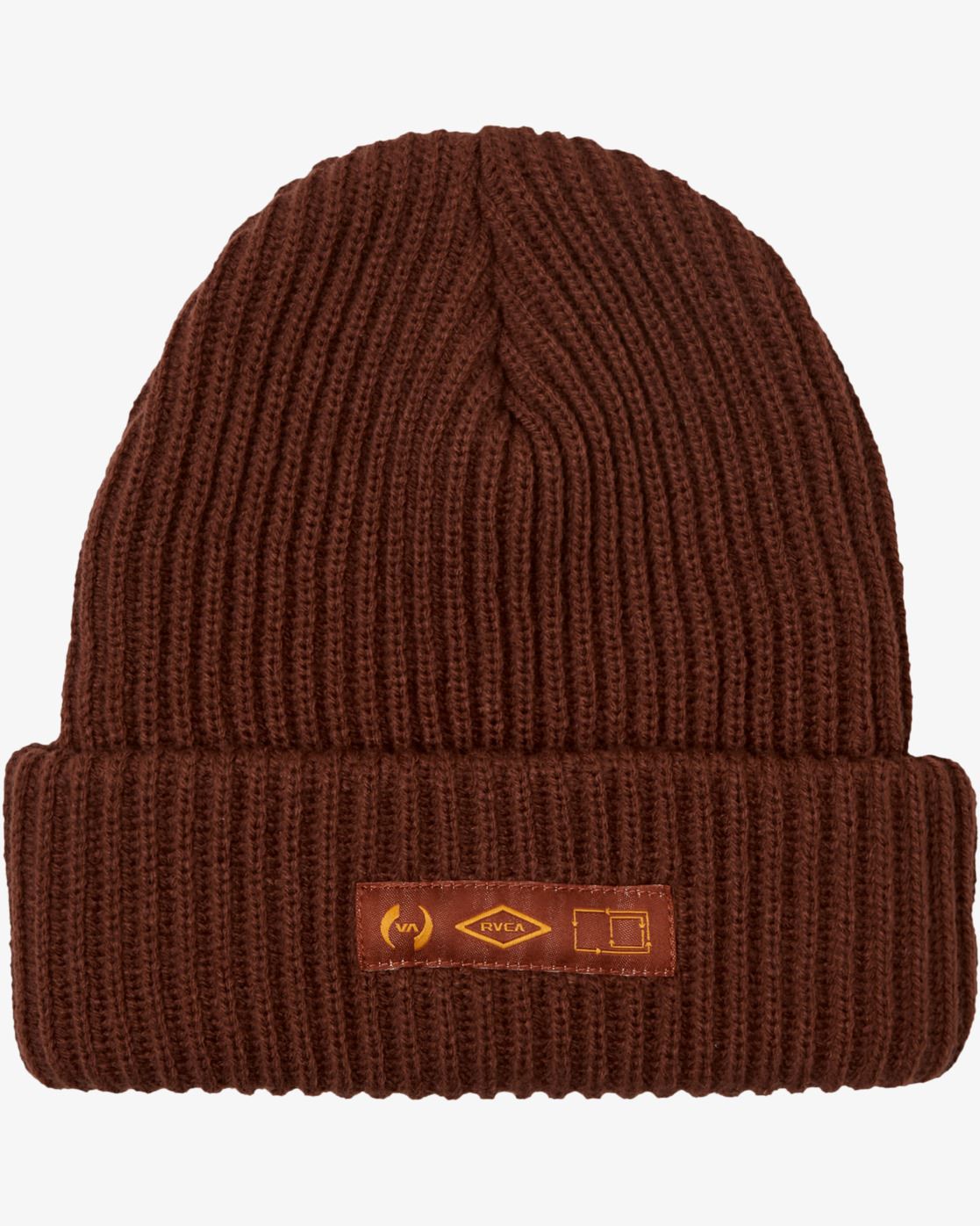 RVCA Stacked Cuff Beanie Brown