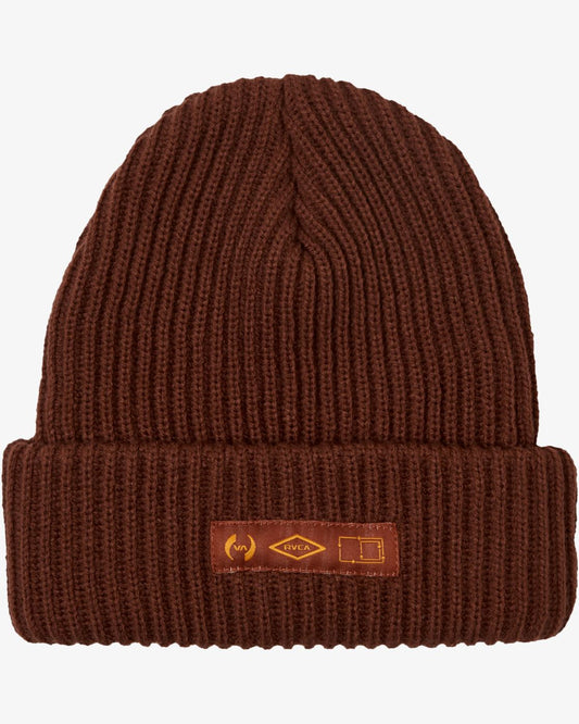 RVCA Stacked Cuff Beanie Brown