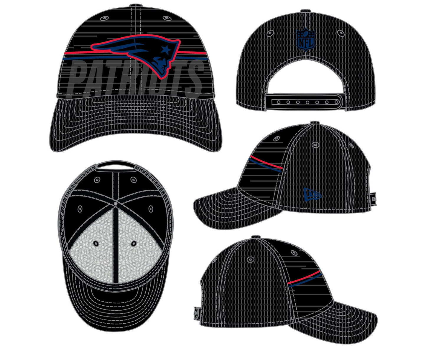 New Era Mens 940SS NFL Training CW Adjustable Cap ~ New England Patriots Black